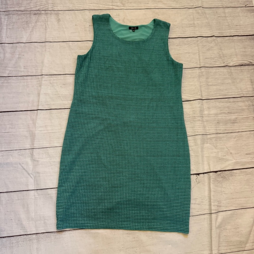 Misook Women's Turquoise & Black Sleeveless Knee length Shift Dress Sz Large